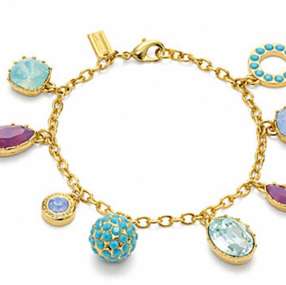 New Coach multi-color rhinestone charm bracelet